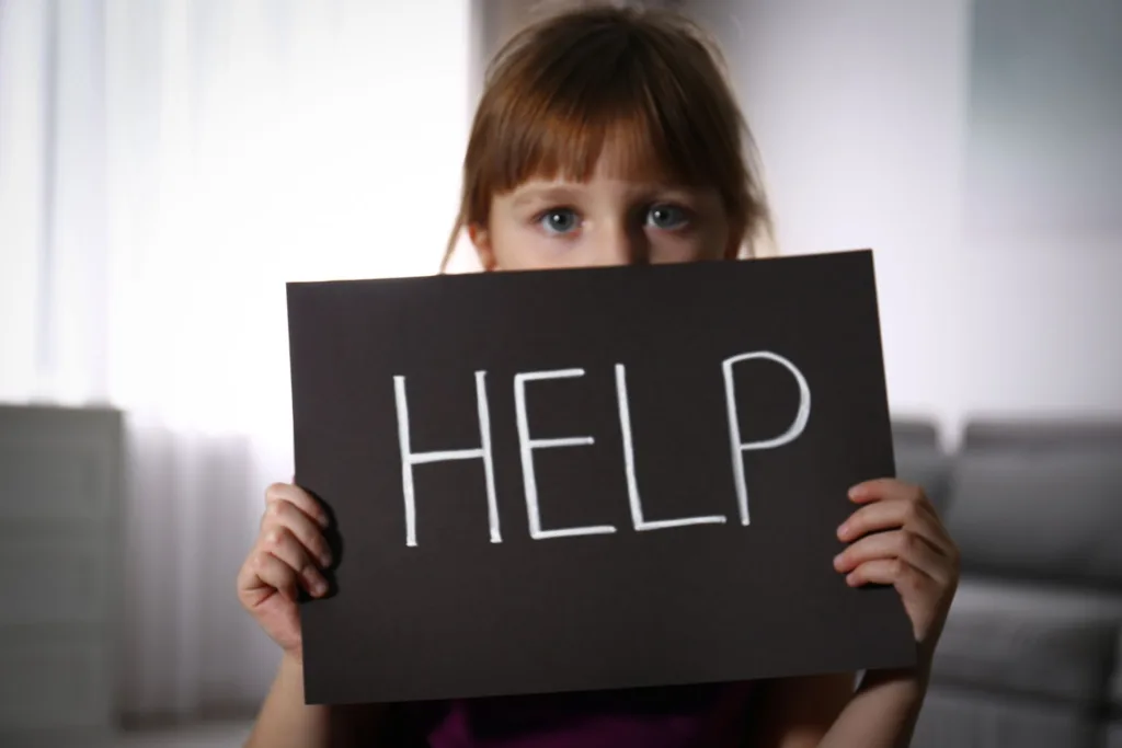 child asking for help