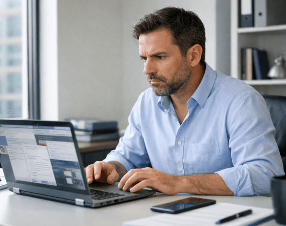 Focused professional at work