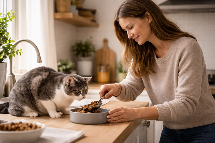 adult-preparing-food-for-a-cat