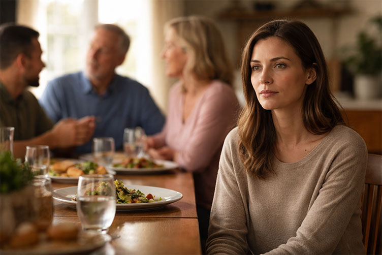 Un momento de tranquilidad en la cena familiar